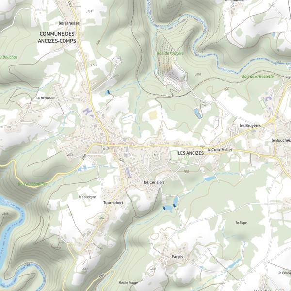Plan cartographique de Plan d'eau les Couleyras (Les Ancizes-Comps)