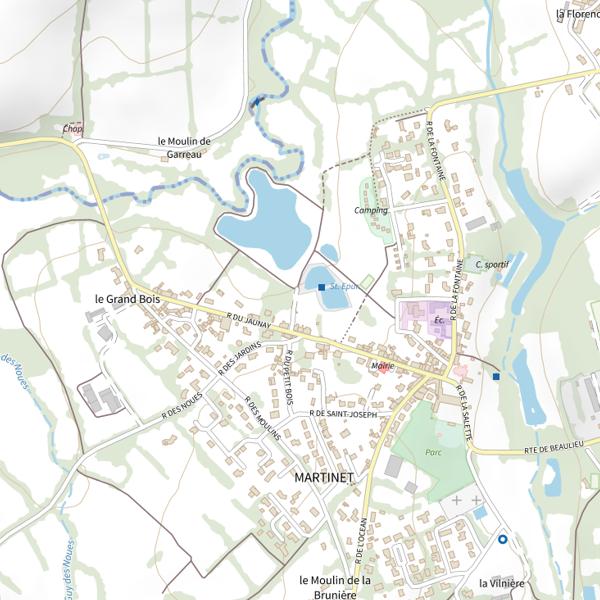 Plan cartographique de Plan d’eau Les Ouches, Martinet