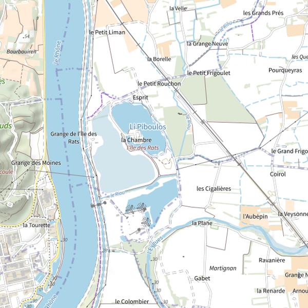Plan cartographique de Plan d'eau Piboulos-Carpe Poste