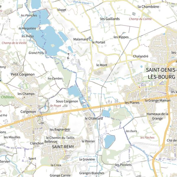 Plan cartographique de Plan d'Eau - St Denis les Bourg