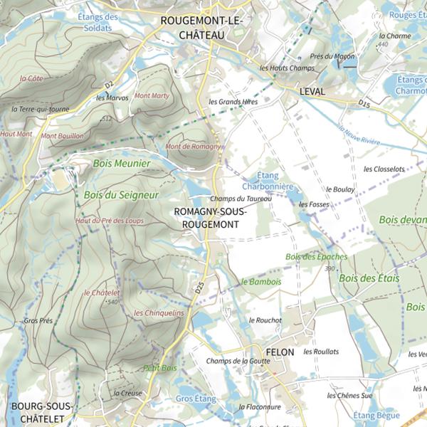 Plan cartographique de Plans d'Eau de Romagny sous Rougemont
