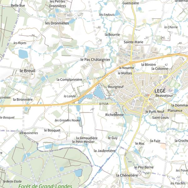Plan cartographique de Plans Deau du Paradis (Legé)