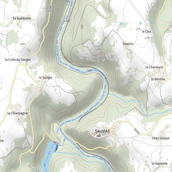 Plan cartographique de PNK - Dore - Pont de Sauviat