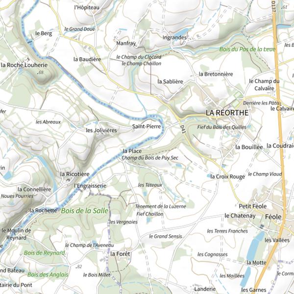 Plan cartographique de Poële Feu-La Place, Le Lay, La Réorthe
