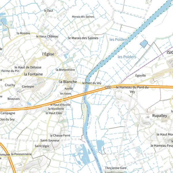 Plan cartographique de Pont des Veys (portes à flots)