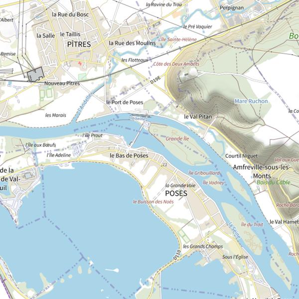 Plan cartographique de Poses - Place de la République