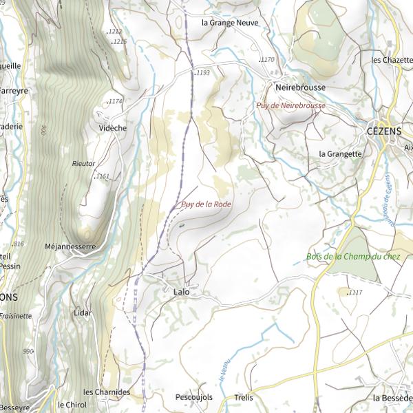 Plan cartographique de Puy de la Rode
