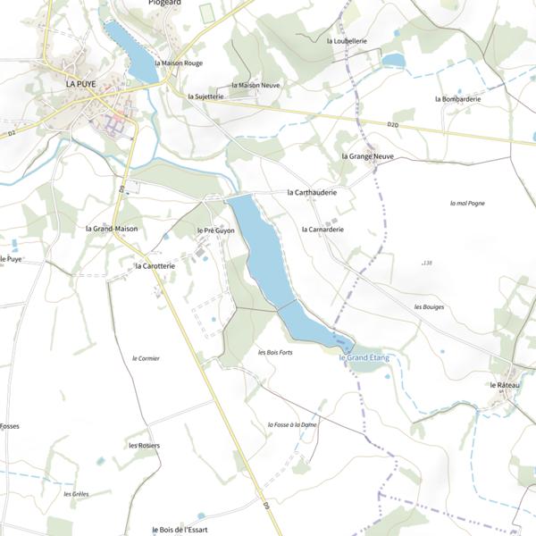 Plan cartographique de Puye Grand Étang la Puye