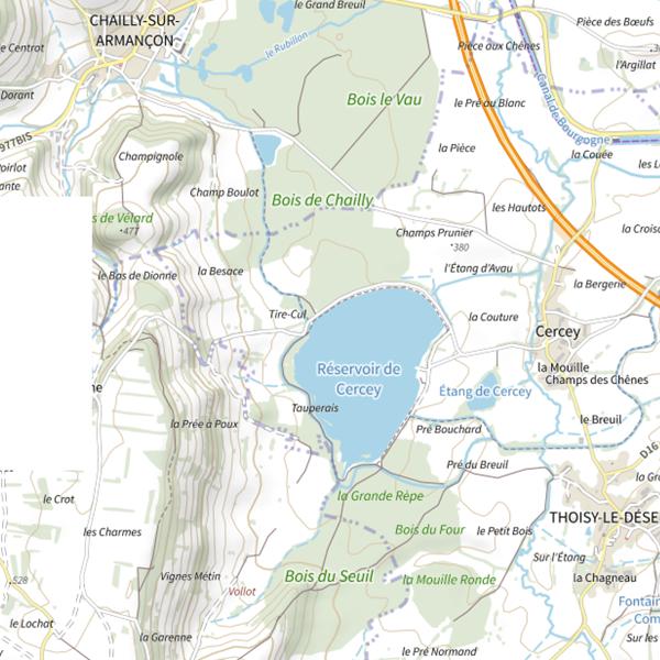 Plan cartographique de Réservoir de Cercey