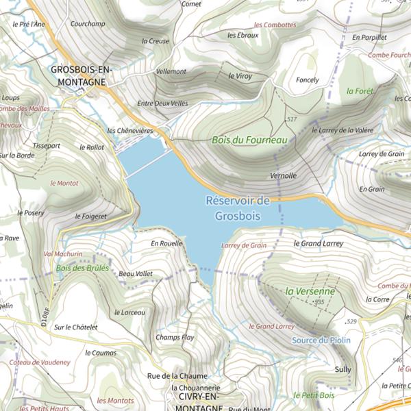Plan cartographique de Réservoir de Grosbois (Grosbois-en-Montagne)