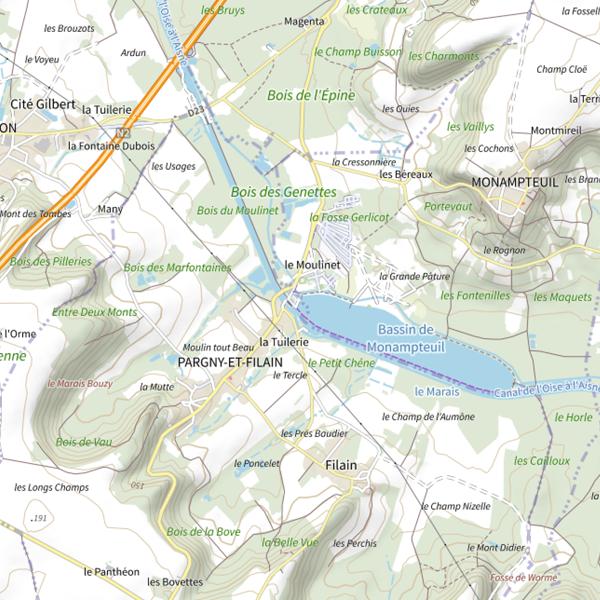 Plan cartographique de Réservoir de Monampteuil