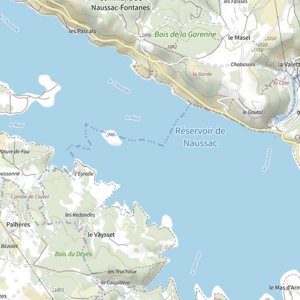 Plan cartographique de Réservoir de Naussac