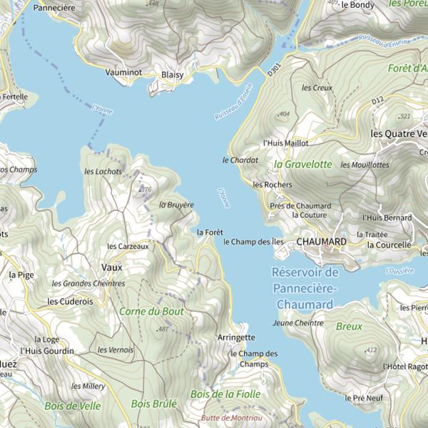 Plan cartographique de Réservoir de Pannecière-Chaumard