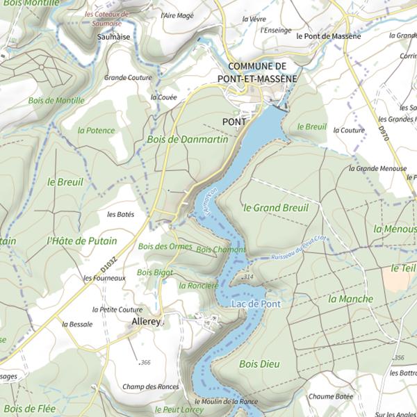 Plan cartographique de Réservoir de Pont et Massene