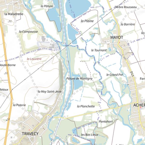 Plan cartographique de Réservoir Leurre de Travecy
