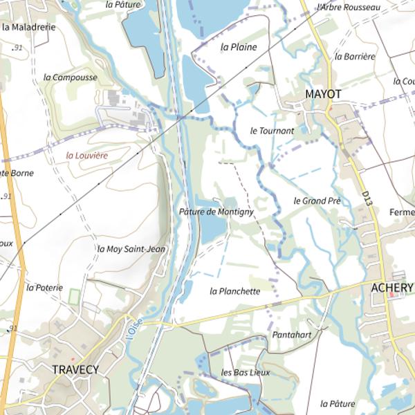 Plan cartographique de Réservoir Mouche de Travecy