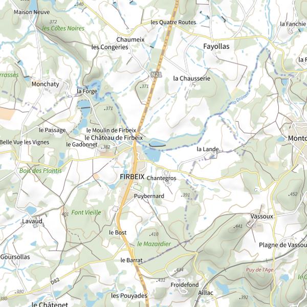 Plan cartographique de Réservoir truites de Firbeix