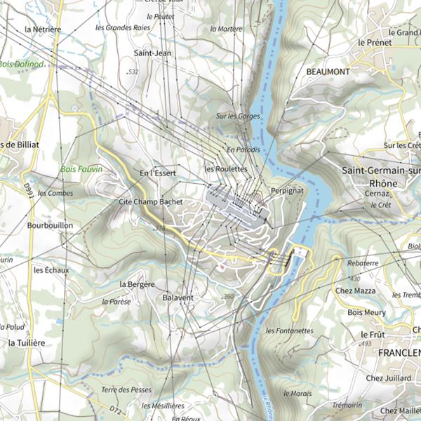 Plan cartographique de Retenue de Génissiat
