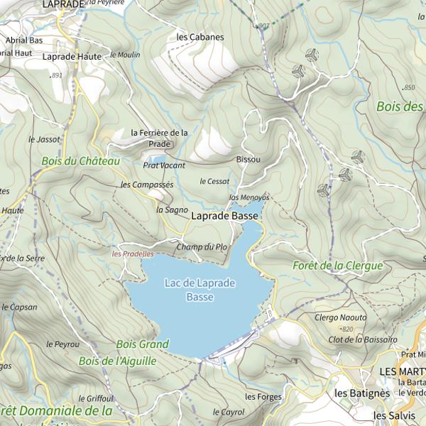 Plan cartographique de Retenue de Laprade