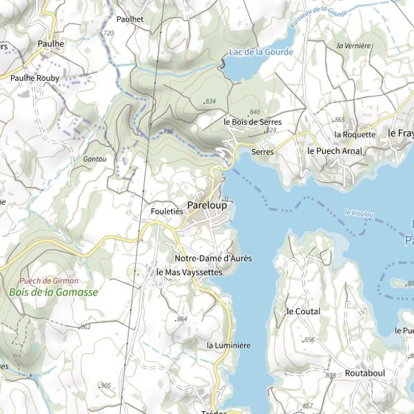 Plan cartographique de Retenue de Moron (Arvieu)