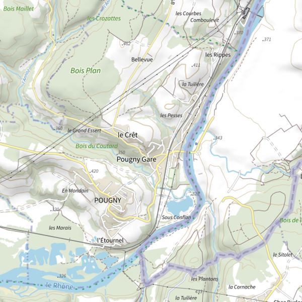 Plan cartographique de Retenue de Pougny