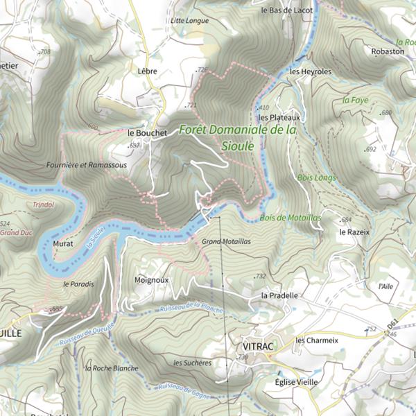 Plan cartographique de Retenue de Queuille