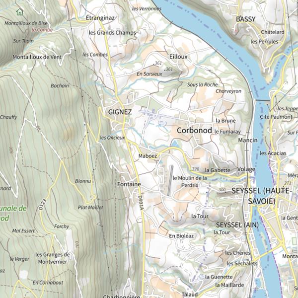 Plan cartographique de Retenue de Seyssel