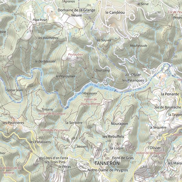 Plan cartographique de Retenue de Tanneron