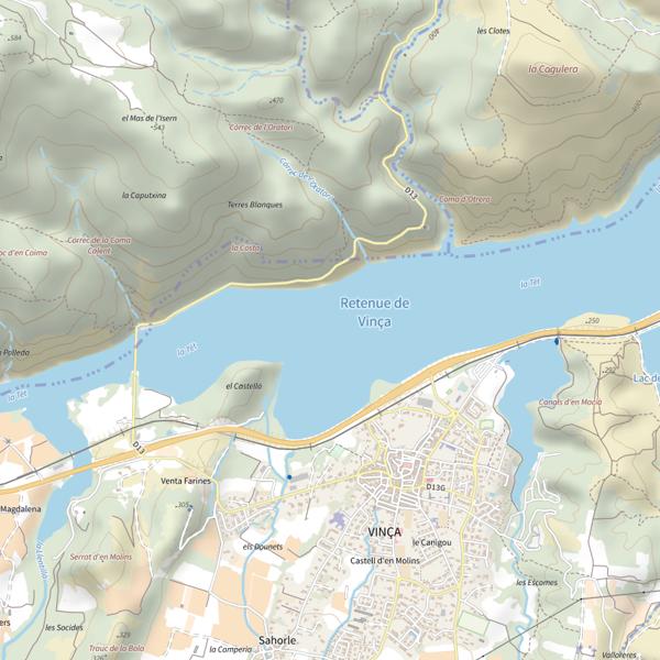 Plan cartographique de Retenue de Vinça