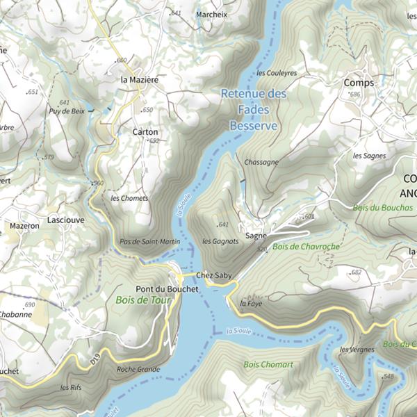 Plan cartographique de Retenue des Fades Besserve
