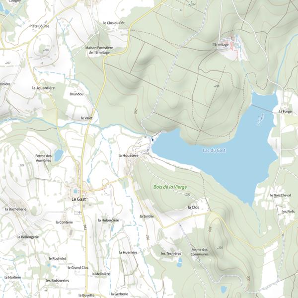 Plan cartographique de Retenue du barrage du Gast