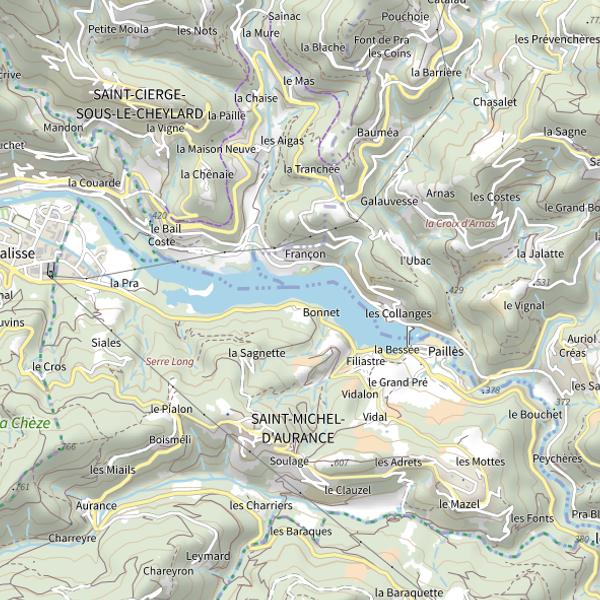 Plan cartographique de Retenue du Cheylard