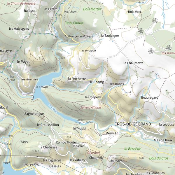 Plan cartographique de Retenue du Gage