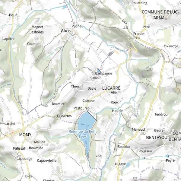 Plan cartographique de Retenue du petit Lées