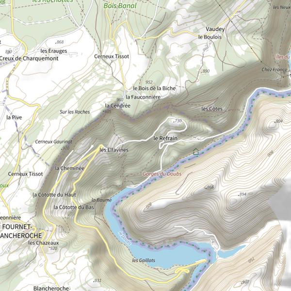 Plan cartographique de Retenue Refrain