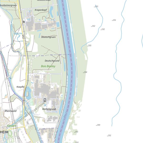 Plan cartographique de Rhin Kunheim