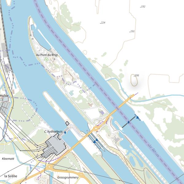 Plan cartographique de Rhin Pêche de nuit
