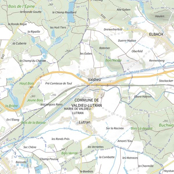 Plan cartographique de Rhône au Rhin Dannemarie