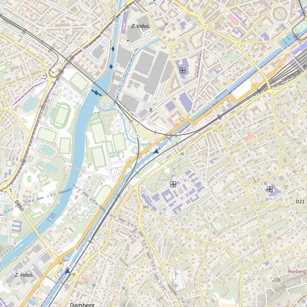Plan cartographique de Rhône au Rhin Mulhouse
