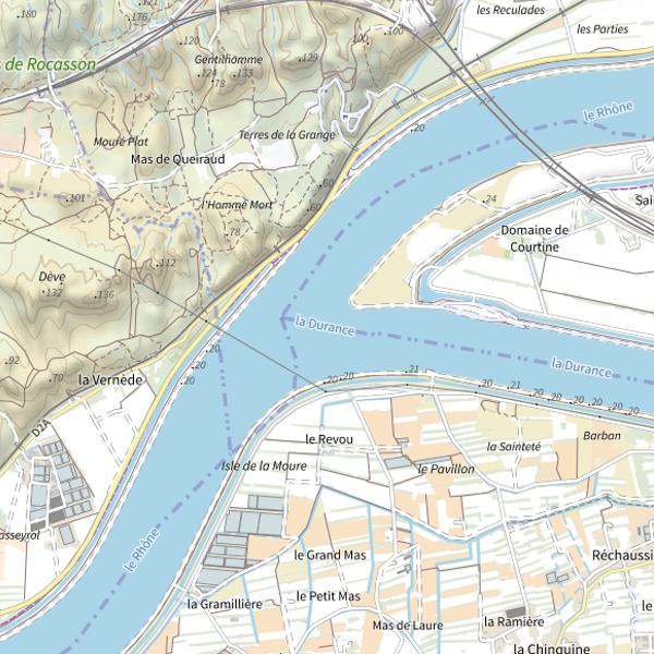 Plan cartographique de Rhône vif Vauclusien (Bouches-du-Rhône)