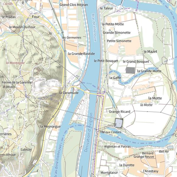 Plan cartographique de Rhône vif Vauclusien (Gard)