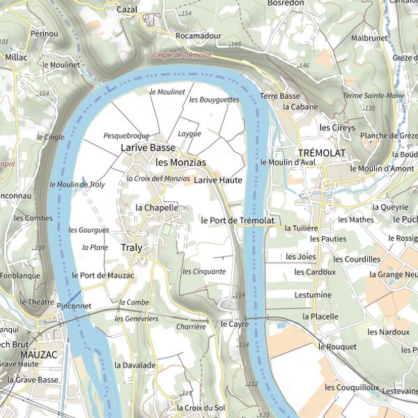Plan cartographique de Rive de Dordogne