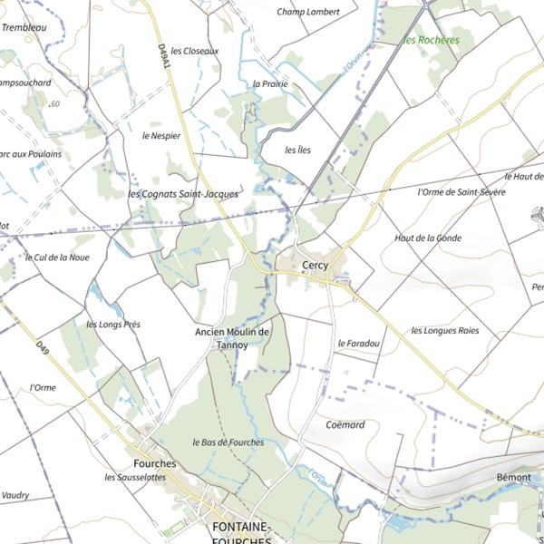 Plan cartographique de Rivière de l'Orvin