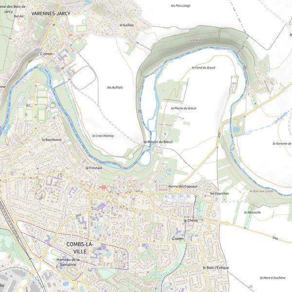 Plan cartographique de Rivière de l'Yerres (Essonne)