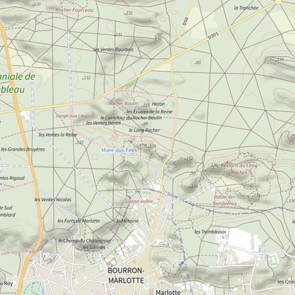 Plan cartographique de Rocher des Étroitures