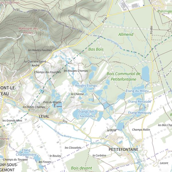 Plan cartographique de Rouges Étangs