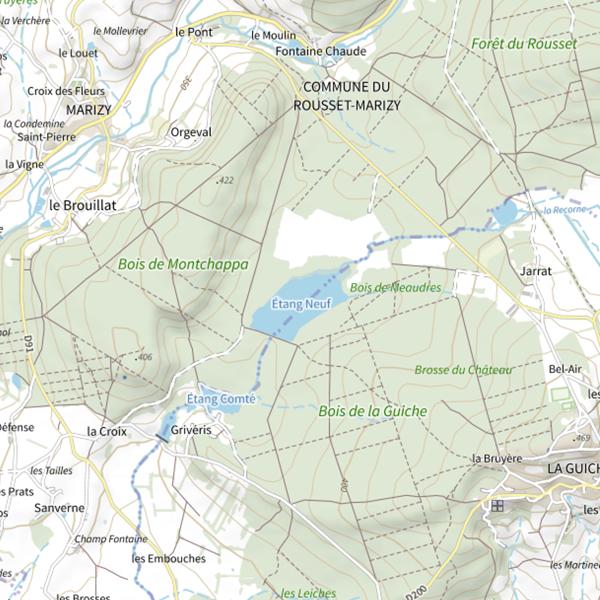 Plan cartographique de Rousset-Marizy Étang Neuf