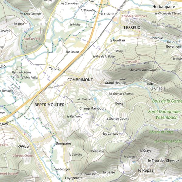 Plan cartographique de Ru de Combrimont
