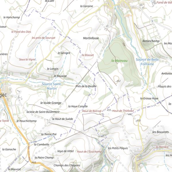 Plan cartographique de Ru de Dombrot-Le-Sec