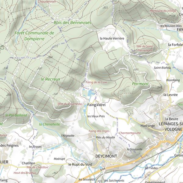 Plan cartographique de Ru de Faing Vairel